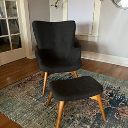 New Mid Century Style Chair With Ottoman
