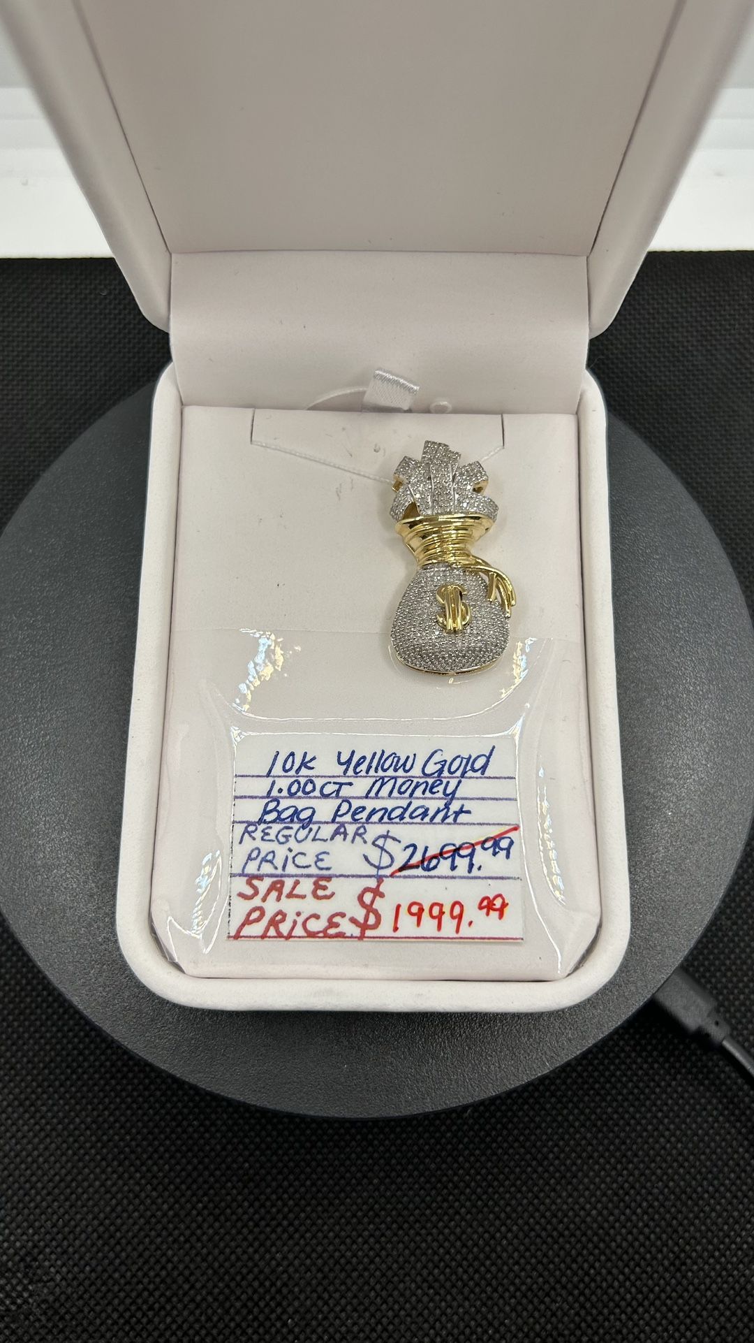 10KY 1CTW Money Bag Pendant