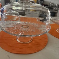 Classic 2pc Glass Cake Stand with Dome-Threshold™:Traditional,Clear Glass, 12” diameter in Miami 