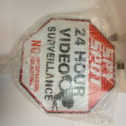 FOLDABLE 24 HOUR SURVEILLANCE ALUMINUM SECURITY SIGN