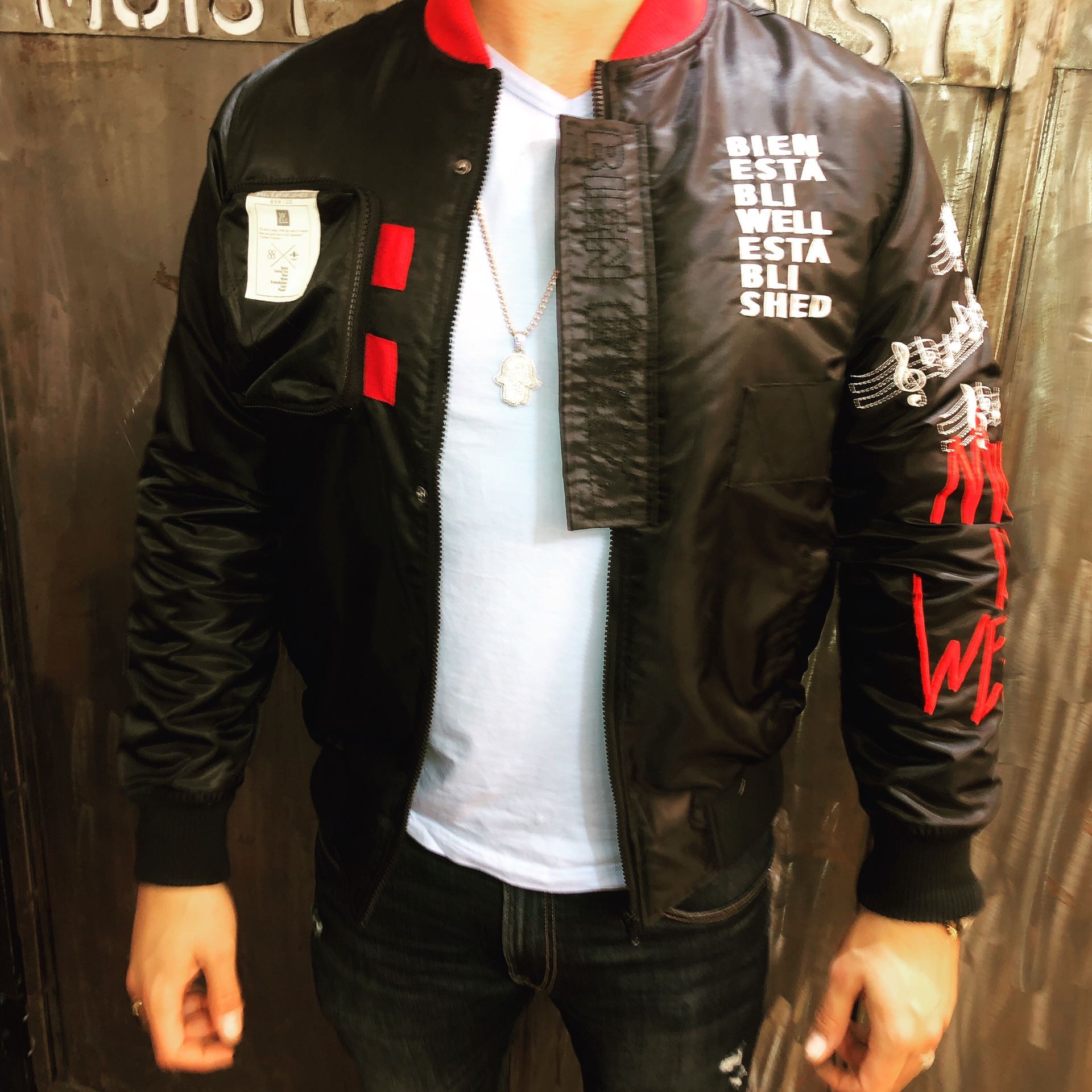 Bomber music jacket sizes small medium large Xl