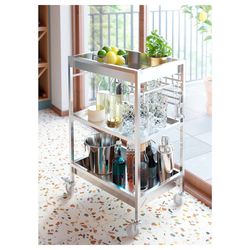 Stainless Steel kitchen  Cart With Floating Shelves And Rack