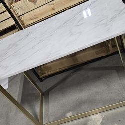 Faux Marble Desk With Gold Trim New