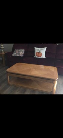 Coffee Table And End Table Set Oak Vintage