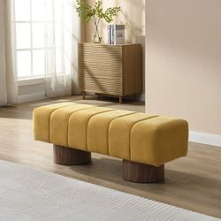 49.00-Inch Yellow Chenille Upholstered Bench