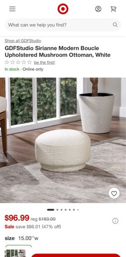 GDFStudio Sirianne Modern Boucle Upholstered Mushroom Ottoman, orange   Built with high-density foam and an inner wood frame, it delivers lasting comf