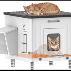 Heated Cat House for Outside, High Insulated Heated Outdoor Cat Shelter 100% Weatherproof 