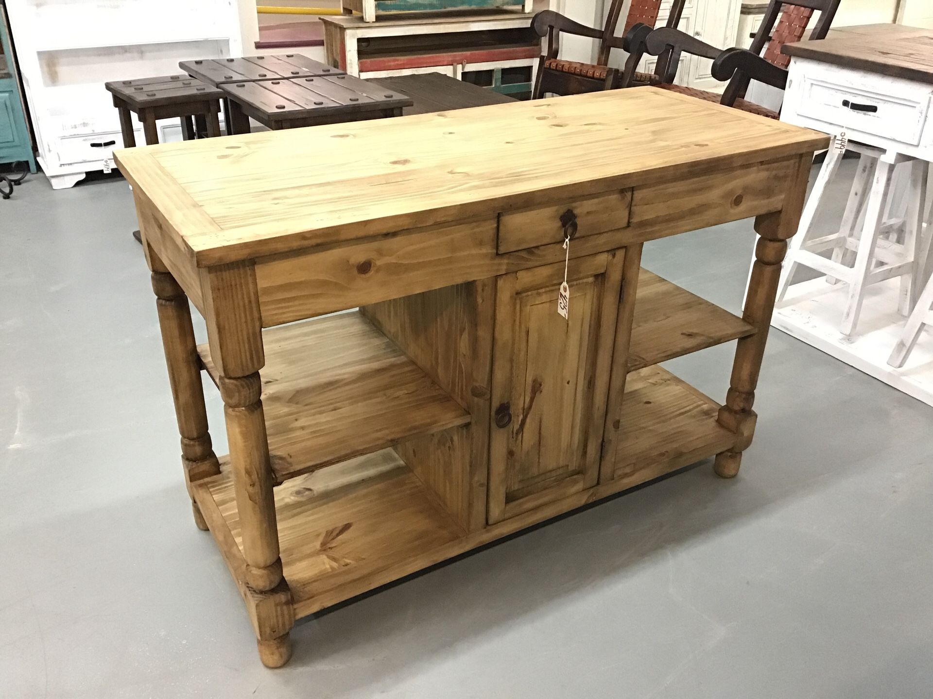 Rustic Pine Kitchen Island