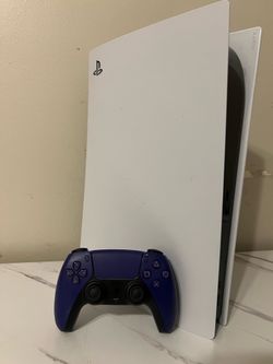 Sony White Disc PlayStation 5 with Cobalt Blue Controller