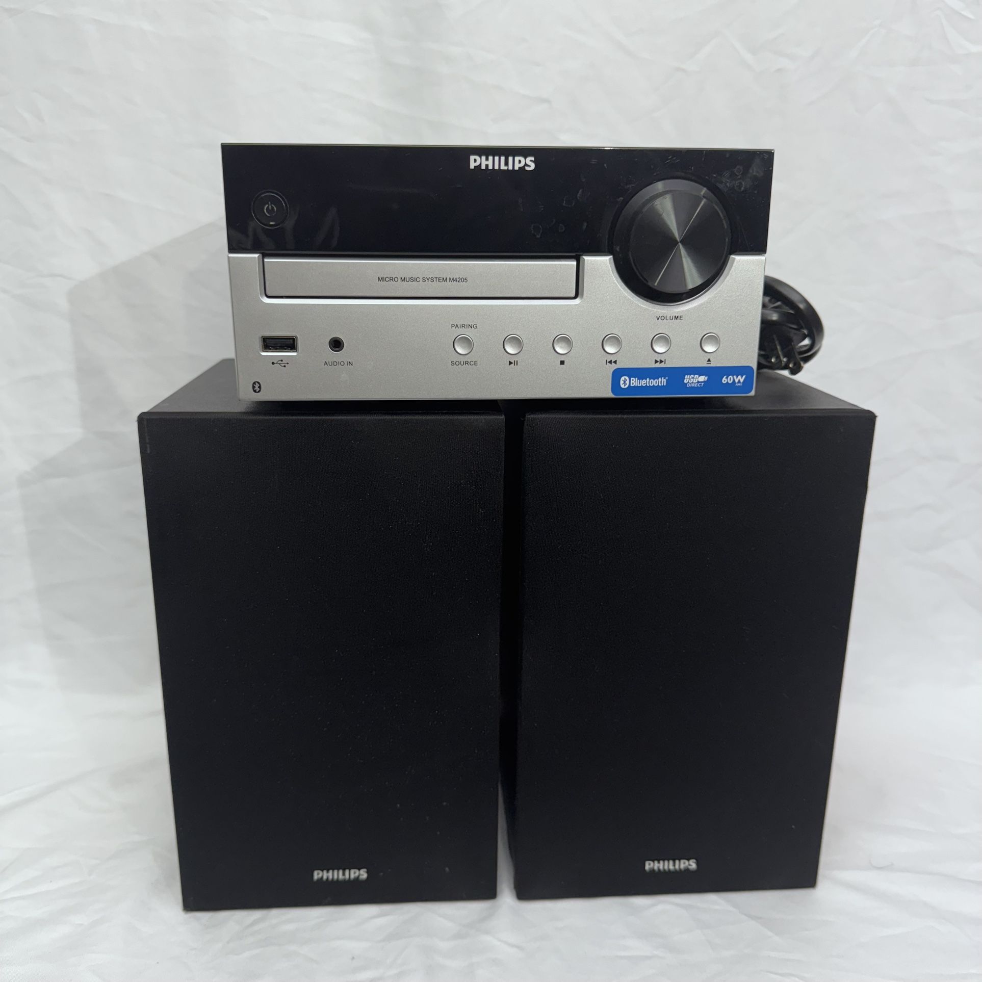 PHILIPS Bluetooth Stereo System for Home with CD Player, MP3, USB, Audio in, FM Radio, Bass Reflex Speaker, 60W