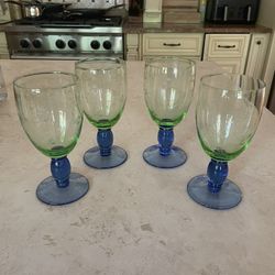 Vintage Pfaltzgraff Summer Breeze 17 Oz Glassware Iced Tea Water Goblet Set of 4