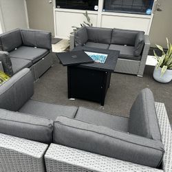 brand new patio set with fire pit 