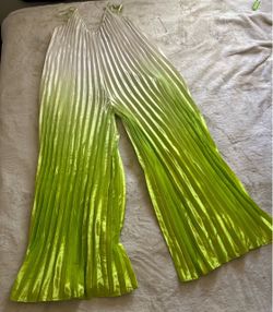 Pleated Satin Ombre Wide-Leg Jumpsuit