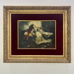 Antique French romantic oil painting