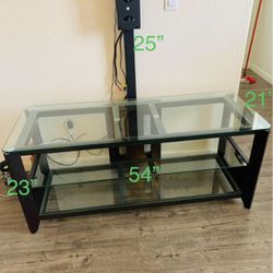 Glass TV stand with 3 shelves