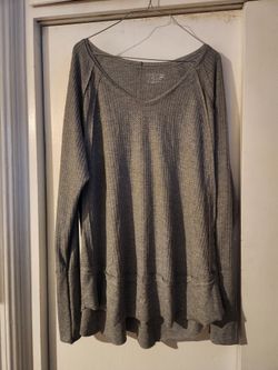 New Plus Size Grey Thermal Top 3X