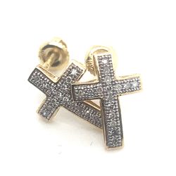10k Gold Small Diamond Cross Earrings .10ctw  135847 3