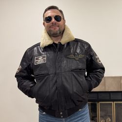 Genuine Leather Aviator Jacket 