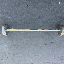 60LB Rubber Straight Fixed Barbell 