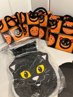 Vintage 1990s - 2000s  Y2K  19 paper bags  Either fabric cut outs or fabric stickers. Very nicely made.   CONDITION NOTES:  some tape got stuck to one