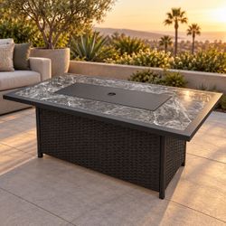 Outdoor Propane Fire Pit Table with Lid – $169.99 Before Tax