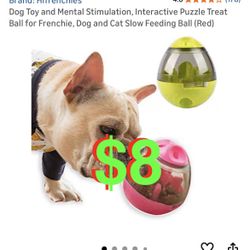 Dog Toy and Mental Stimulation, Interactive Puzzle Treat Ball for Frenchie, Dog and Cat Slow Feeding Ball (Red)
