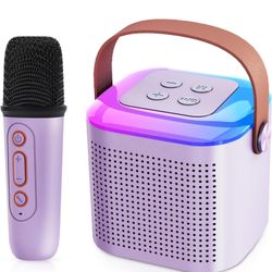 Kids Karaoke Machine, Mini Karaoke Speakers Bluetooth with Wireless Microphone, Christmas Birthday Toys Music Gift for Boys Girls Ages 4 5 6 7 8 9 10 