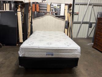Full Bed Frame with Headboard and Mattress