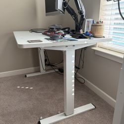 Height Adjustable White Desk