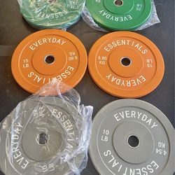 Three pairs of bumper weights, 25/15 and 10