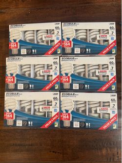 24x FEIT Electric EcoBulb Plus Bright White 13W (60W Equivalent) CFL Spiral Bulbs - NEW in Boxes - Energy Saving 900 Lumens Detailed Listing Descripti