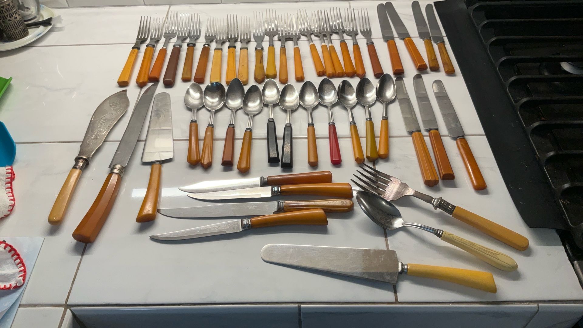 Vintage 1930’s Bakelite Butterscotch Handel Flatware Mix And Match