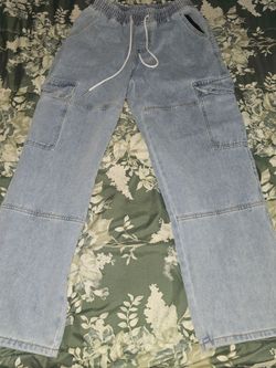 Light Wash Denim Cargo Pants