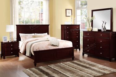 Brand new brown/white/black queen bedframe + dresser + mirror + nightstand 4PCs bedroom set (tall chest is $350 extra)