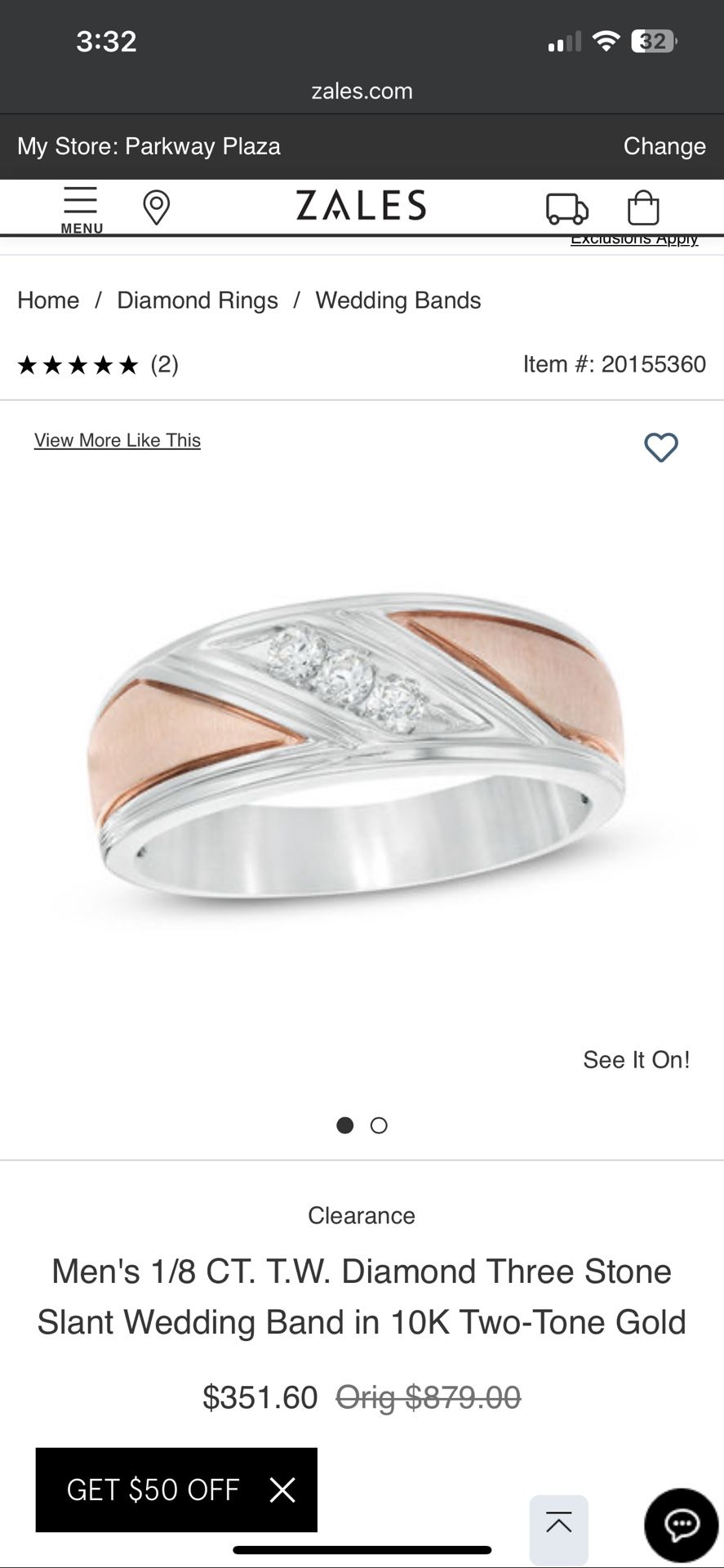 Zales Men’s 1/8 CT T.W. Rose Gold 10K Wedding Ring