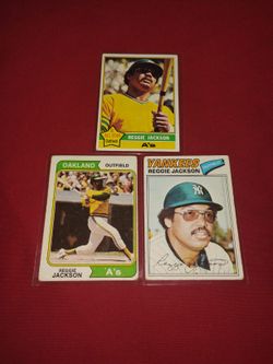 3 Vintage Old 1970's Reggie Jackson Topps Baseball Cards 