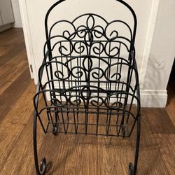Vintage Hard To Find Cast Iron Magazine Rack Heavy Quality 