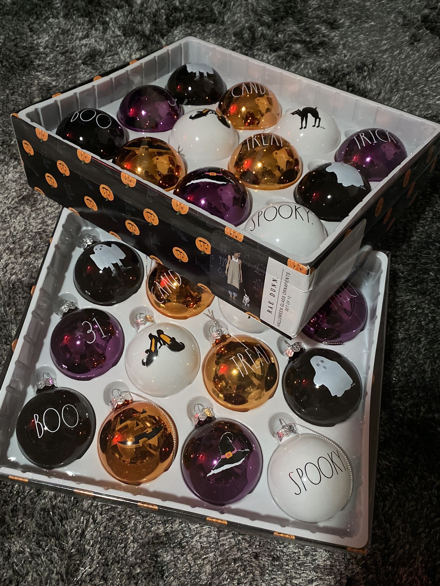 RAE DUNN Halloween Glass Ornaments