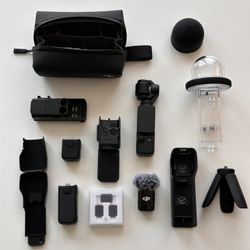 DJI Osmo Pocket 3 Creator combo with various mounts and accessories