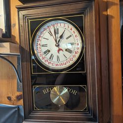 Vintage Regulator Wall Clock with Calendar and Moon Phase Dial

