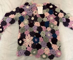 Hand-knitted flower wool sweater High-end customization