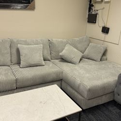 Tufted Grey Sectional Right Chaise