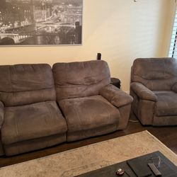 Leather Couch And Rocking Chair 
