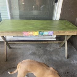 5’ Wooden Table (7’ With End Drawers Out) 2’ Wide 31” Tall. Beautiful And Solid Wood. 