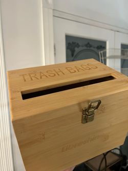Bamboo Trash Bag Storage Box with Latch
