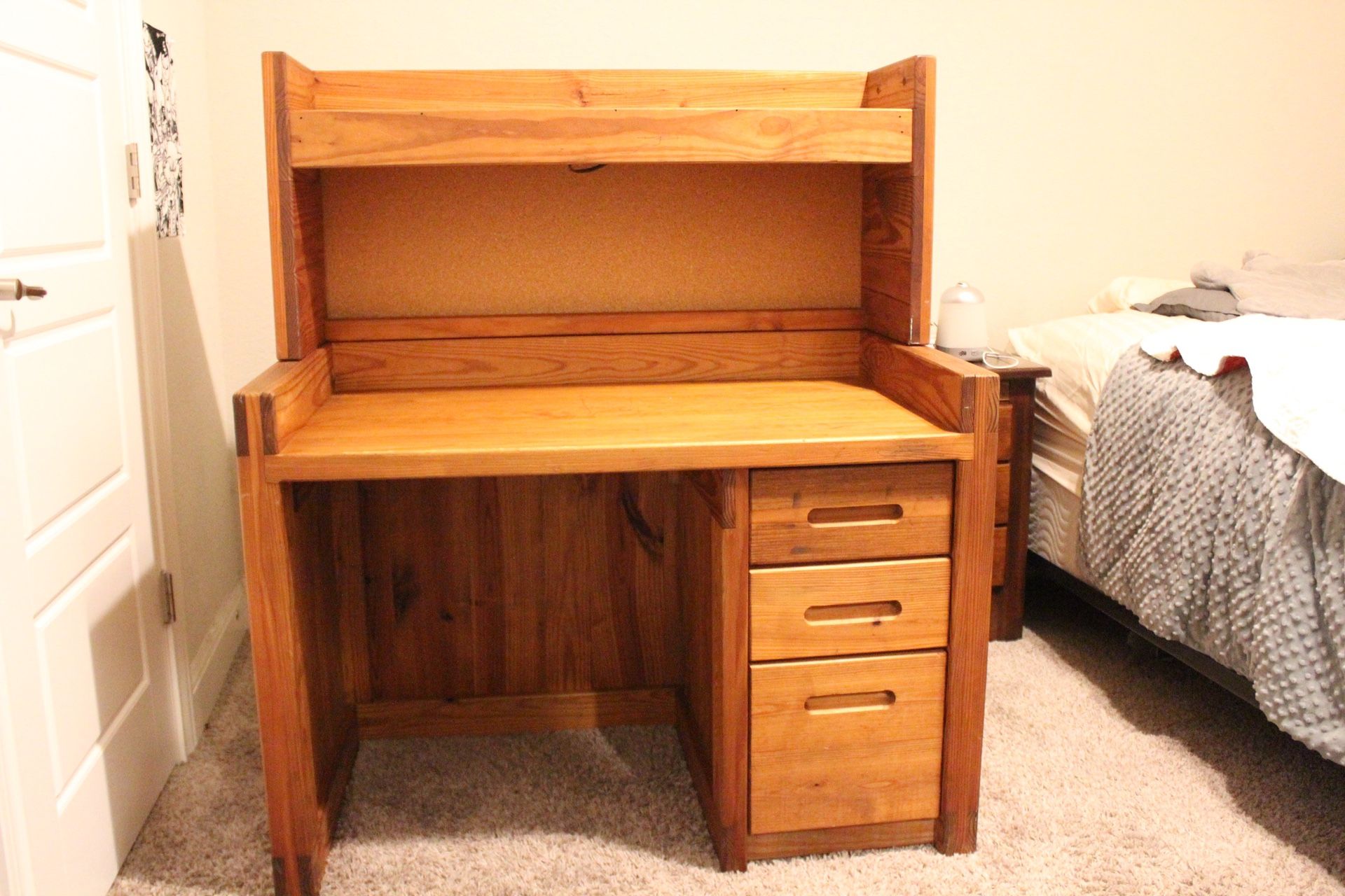 Solid Wood Desk with Hutch