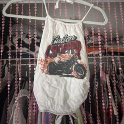 halter biker backless top
