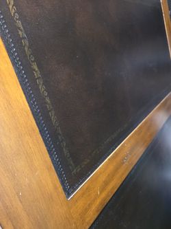 Wood Desk In Layed With Leather
