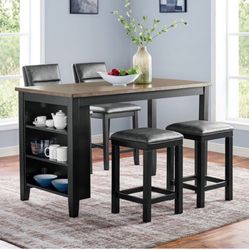 Counter Table With 2 Chairs and 2 Stools