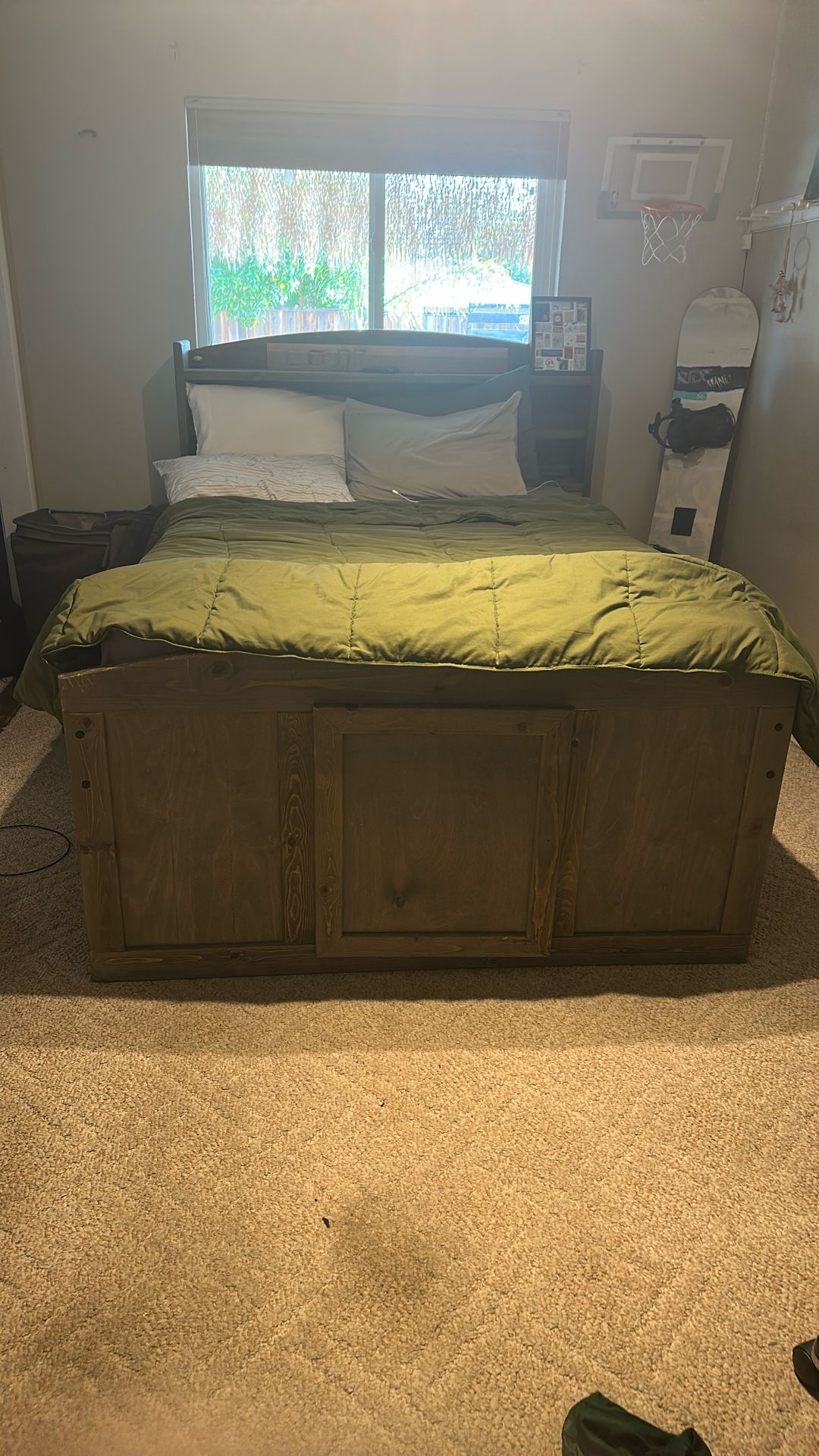 Full Bed Frame with Headboard and 8 storage drawers 